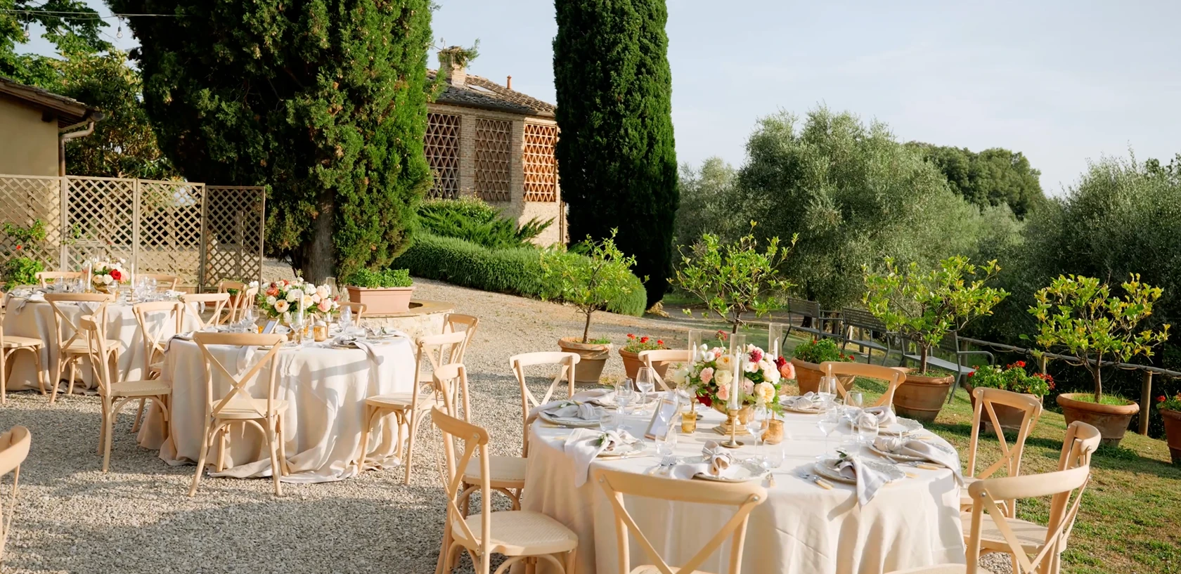 Luxury villa wedding setup